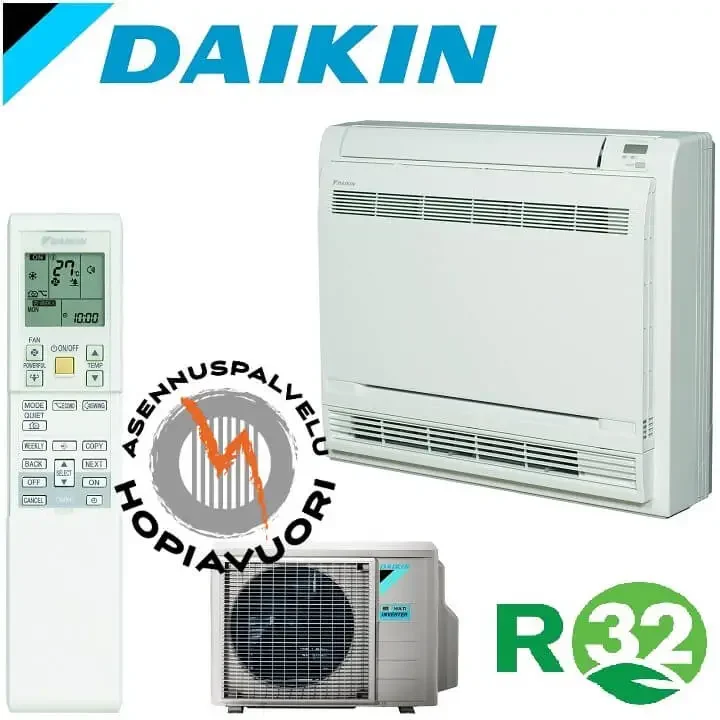 Daikin FVXM 25 lattiamalli ilmalämpöpumppu asennettuna